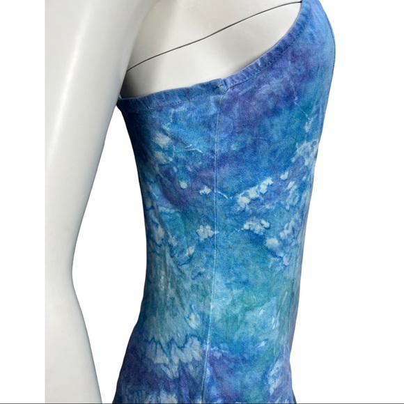 VTG 90's Purple/Blue/Green Tie Dye Spaghetti Strap Next Exit Romper Sm - Picture 5 of 10